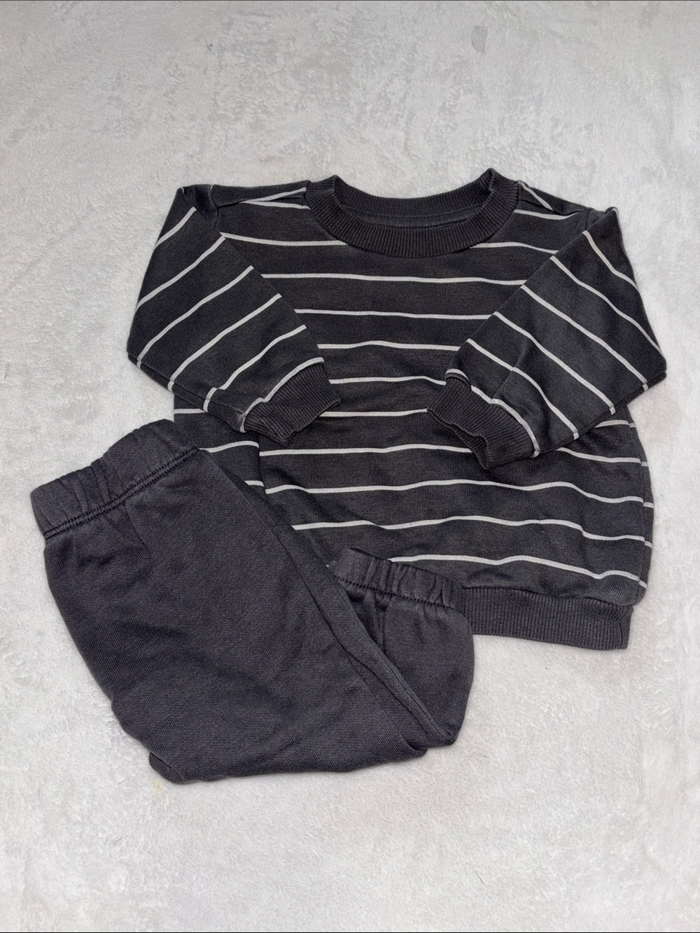 George Striped gray Crewneck Sweatshirt and joggers matching set 3/6 months